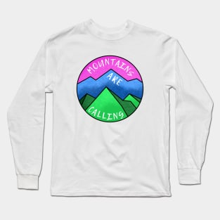 Mountains are Calling (Pink sky) Long Sleeve T-Shirt